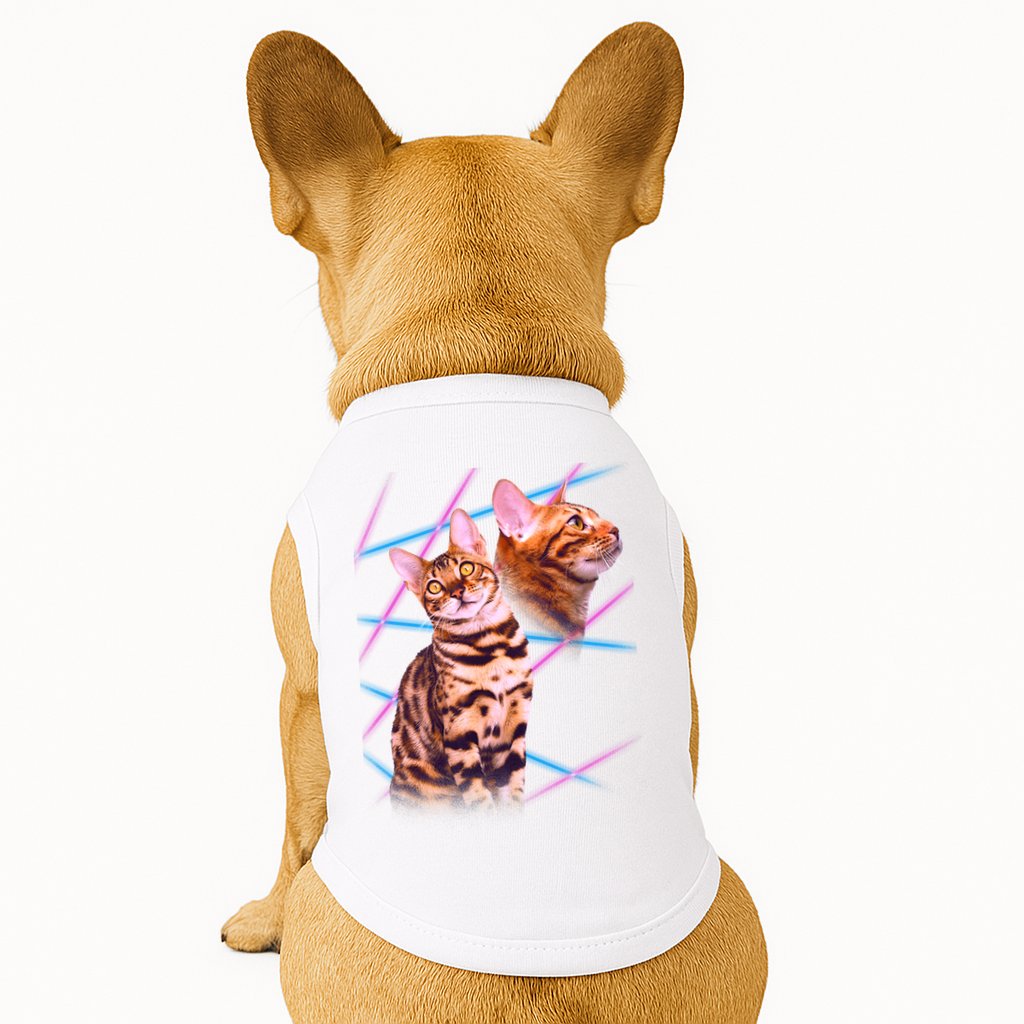 Retro 80s Eighties Lasers Double Exsposure Cat Doggie Tank