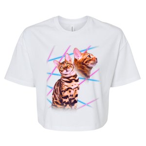 Retro 80s Eighties Lasers Double Exsposure Cat Bella+Canvas Jersey Crop Tee