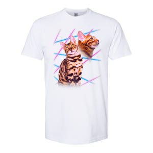 Retro 80s Eighties Lasers Double Exsposure Cat Softstyle CVC T-Shirt