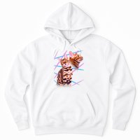 Retro 80s Eighties Lasers Double Exsposure Cat Hoodie