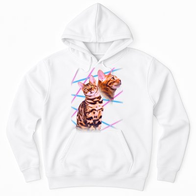 Retro 80s Eighties Lasers Double Exsposure Cat Hoodie