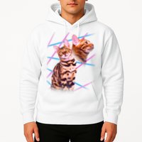 Retro 80s Eighties Lasers Double Exsposure Cat Hoodie