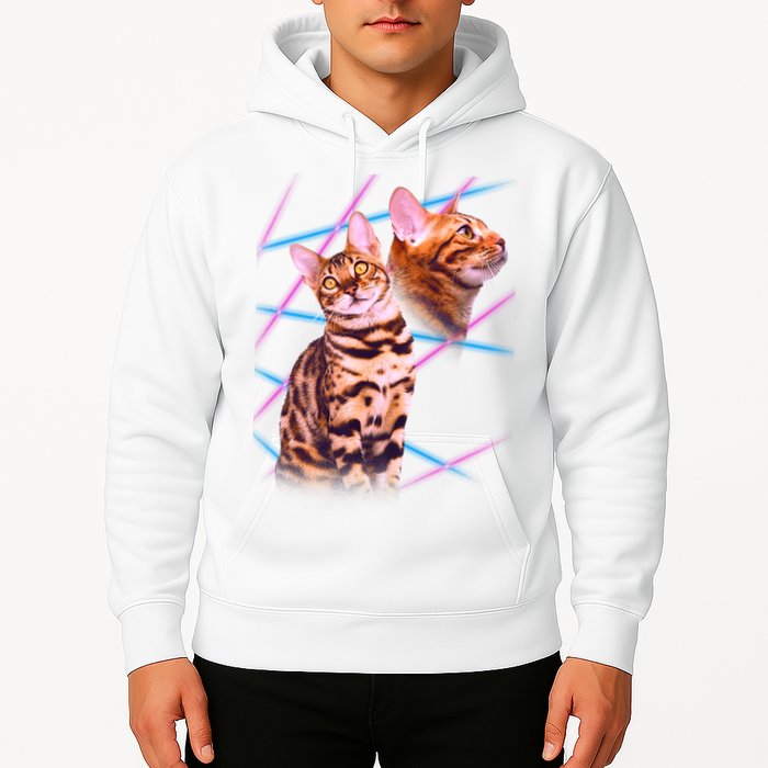 Retro 80s Eighties Lasers Double Exsposure Cat Hoodie
