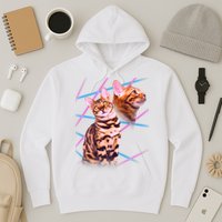 Retro 80s Eighties Lasers Double Exsposure Cat Hoodie