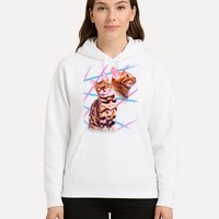 Retro 80s Eighties Lasers Double Exsposure Cat Hoodie