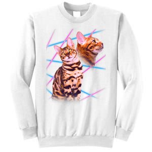 Retro 80s Eighties Lasers Double Exsposure Cat Sweatshirt