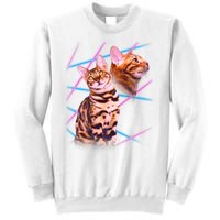 Retro 80s Eighties Lasers Double Exsposure Cat Sweatshirt