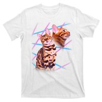 Retro 80s Eighties Lasers Double Exsposure Cat T-Shirt