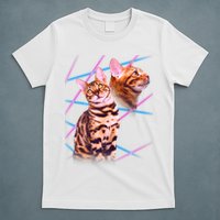 Retro 80s Eighties Lasers Double Exsposure Cat T-Shirt