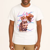 Retro 80s Eighties Lasers Double Exsposure Cat Tall T-Shirt
