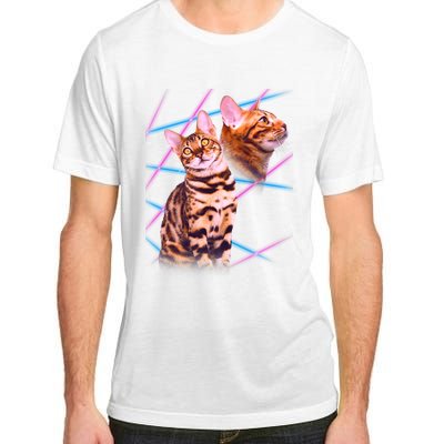 Retro 80s Eighties Lasers Double Exsposure Cat Adult ChromaSoft Performance T-Shirt