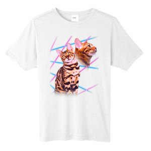 Retro 80s Eighties Lasers Double Exsposure Cat Tall Fusion ChromaSoft Performance T-Shirt