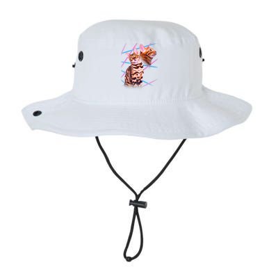 Retro 80s Eighties Lasers Double Exsposure Cat Bucket Hat