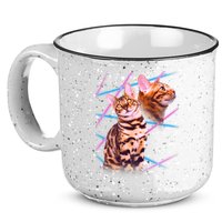 Retro 80s Eighties Lasers Double Exsposure Cat 15oz Campfire Ceramic Mug