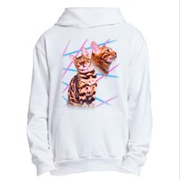 Retro 80s Eighties Lasers Double Exsposure Cat Urban Pullover Hoodie