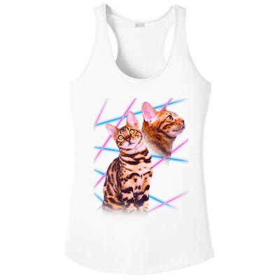 Retro 80s Eighties Lasers Double Exsposure Cat Ladies PosiCharge Competitor Racerback Tank