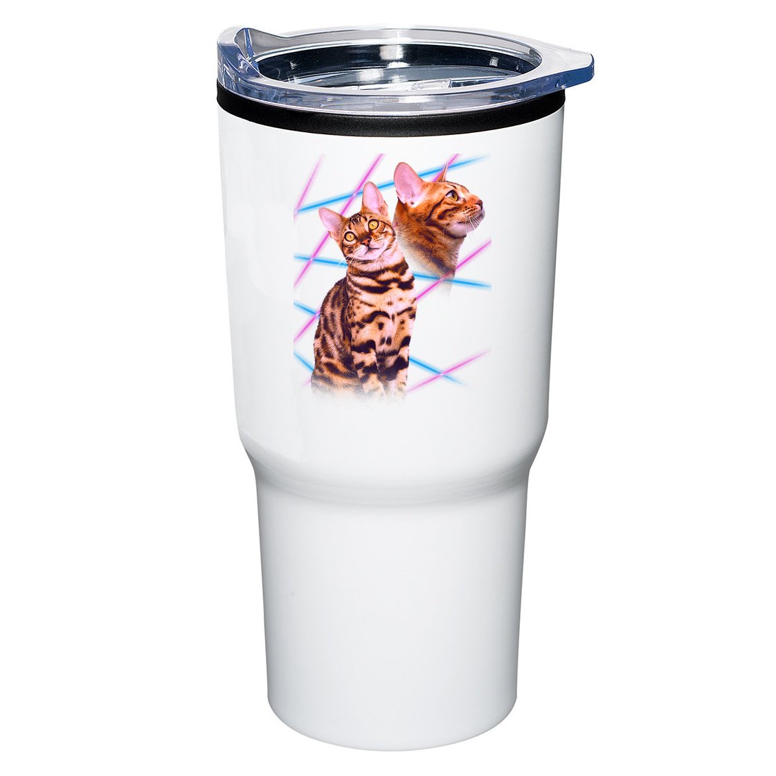 Retro 80s Eighties Lasers Double Exsposure Cat Tumbler