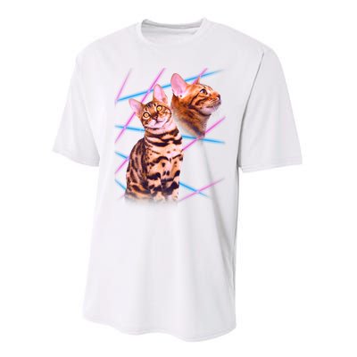 Retro 80s Eighties Lasers Double Exsposure Cat Performance Sprint T-Shirt