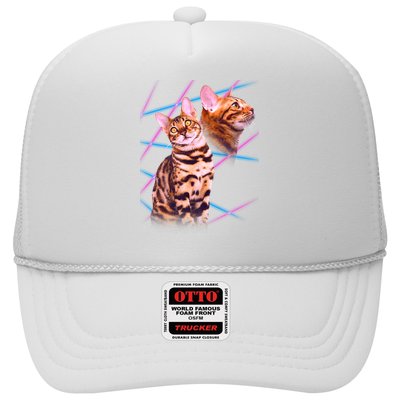 Retro 80s Eighties Lasers Double Exsposure Cat Trucker Hat