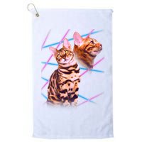 Retro 80s Eighties Lasers Double Exsposure Cat Golf Towel
