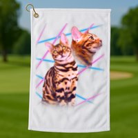 Retro 80s Eighties Lasers Double Exsposure Cat Golf Towel