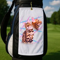 Retro 80s Eighties Lasers Double Exsposure Cat Golf Towel