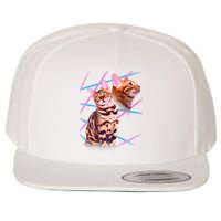 Retro 80s Eighties Lasers Double Exsposure Cat Wool Snapback Cap