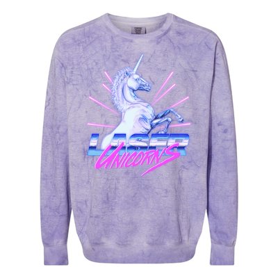 Retro 80's Eighties Laser Unicorns Colorblast Crewneck Sweatshirt