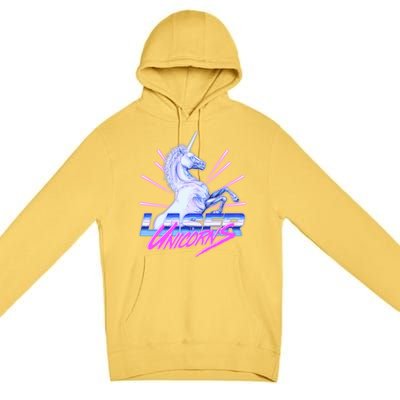 Retro 80's Eighties Laser Unicorns Premium Pullover Hoodie