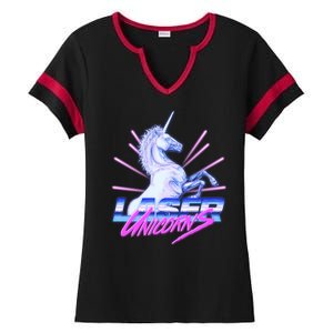 Retro 80's Eighties Laser Unicorns Ladies Halftime Notch Neck Tee