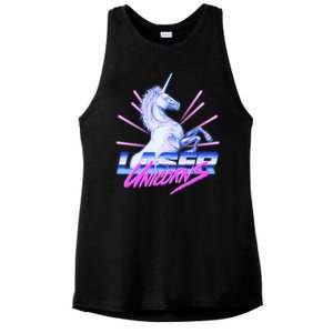 Retro 80's Eighties Laser Unicorns Ladies PosiCharge Tri-Blend Wicking Tank