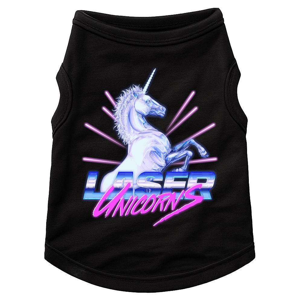Retro 80's Eighties Laser Unicorns Doggie Tank