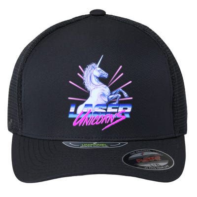 Retro 80's Eighties Laser Unicorns Flexfit Unipanel Trucker Cap
