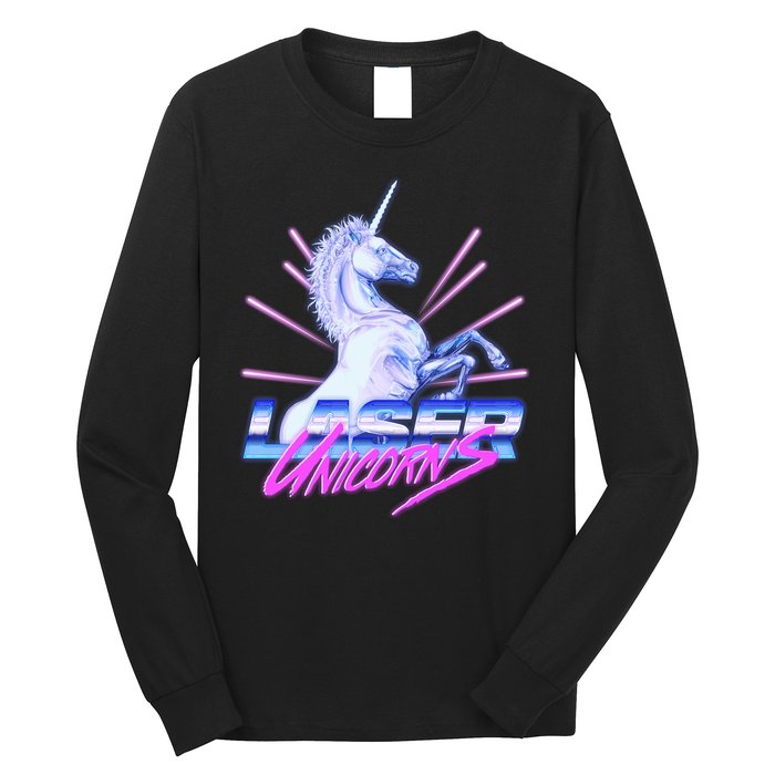 Retro 80's Eighties Laser Unicorns Long Sleeve Shirt