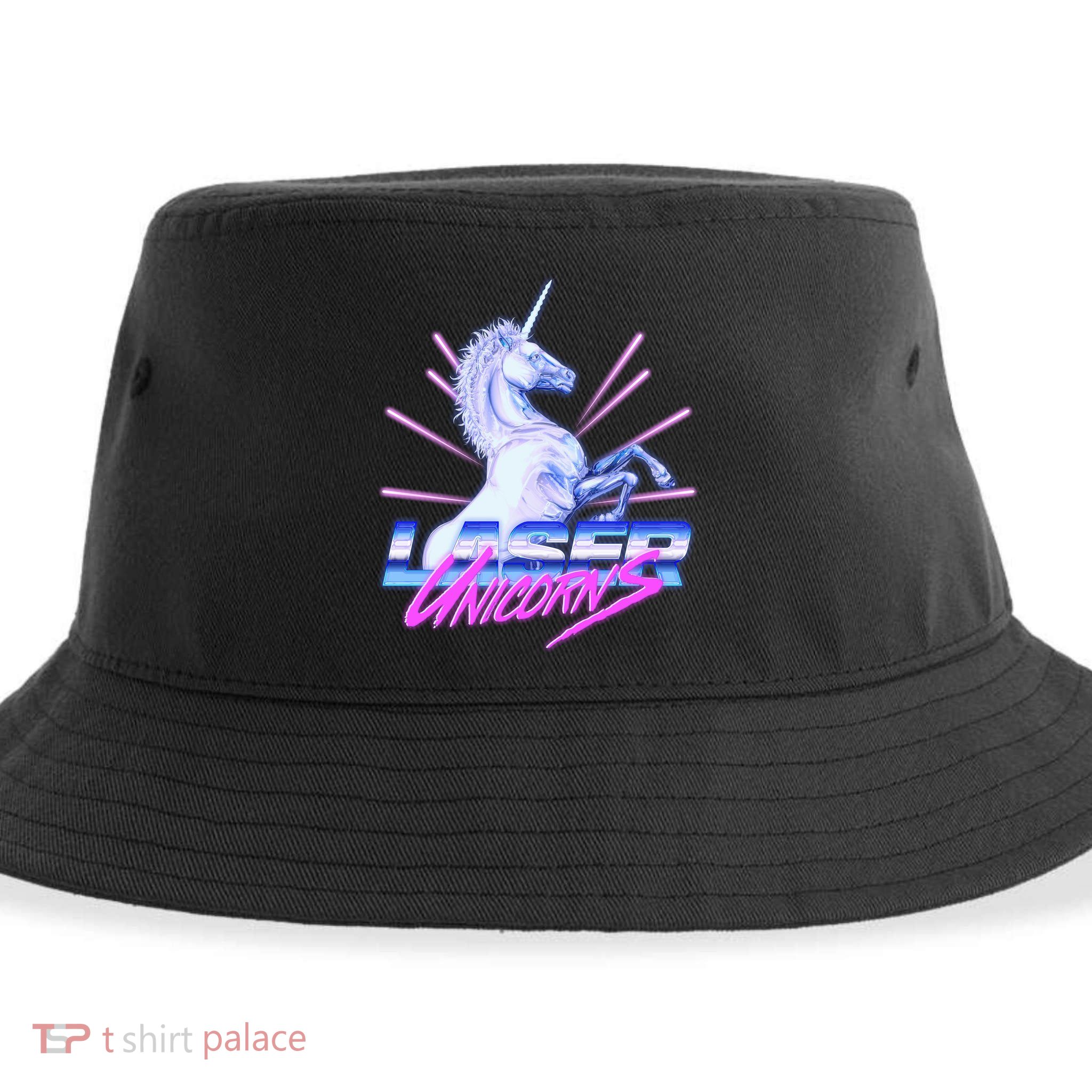 Retro 80's Eighties Laser Unicorns Sustainable Bucket Hat