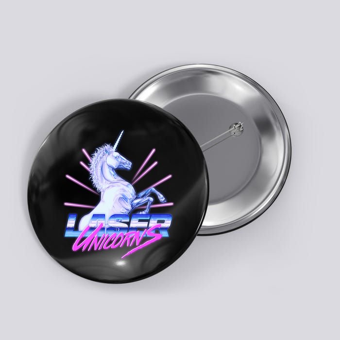 Retro 80's Eighties Laser Unicorns Button