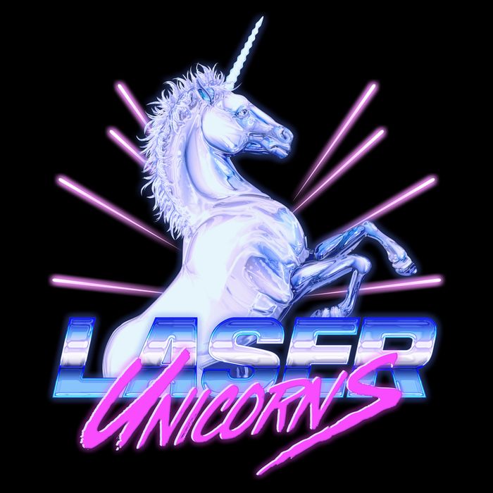 Retro 80's Eighties Laser Unicorns Button