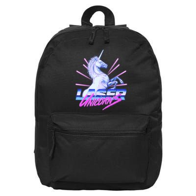 Retro 80's Eighties Laser Unicorns 16 in Basic Backpack