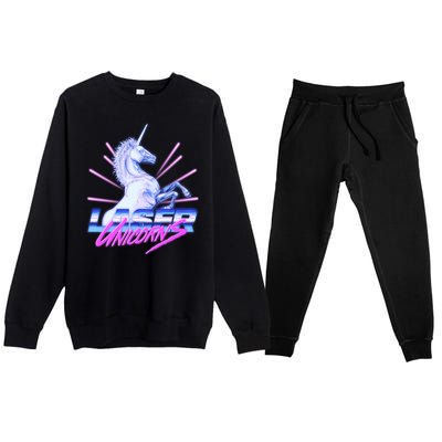 Retro 80's Eighties Laser Unicorns Premium Crewneck Sweatsuit Set