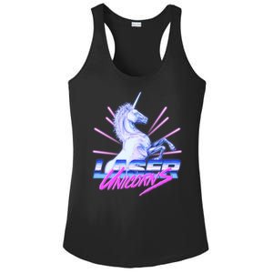 Retro 80's Eighties Laser Unicorns Ladies PosiCharge Competitor Racerback Tank