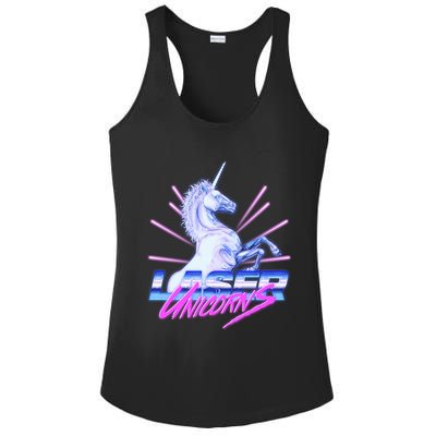 Retro 80's Eighties Laser Unicorns Ladies PosiCharge Competitor Racerback Tank