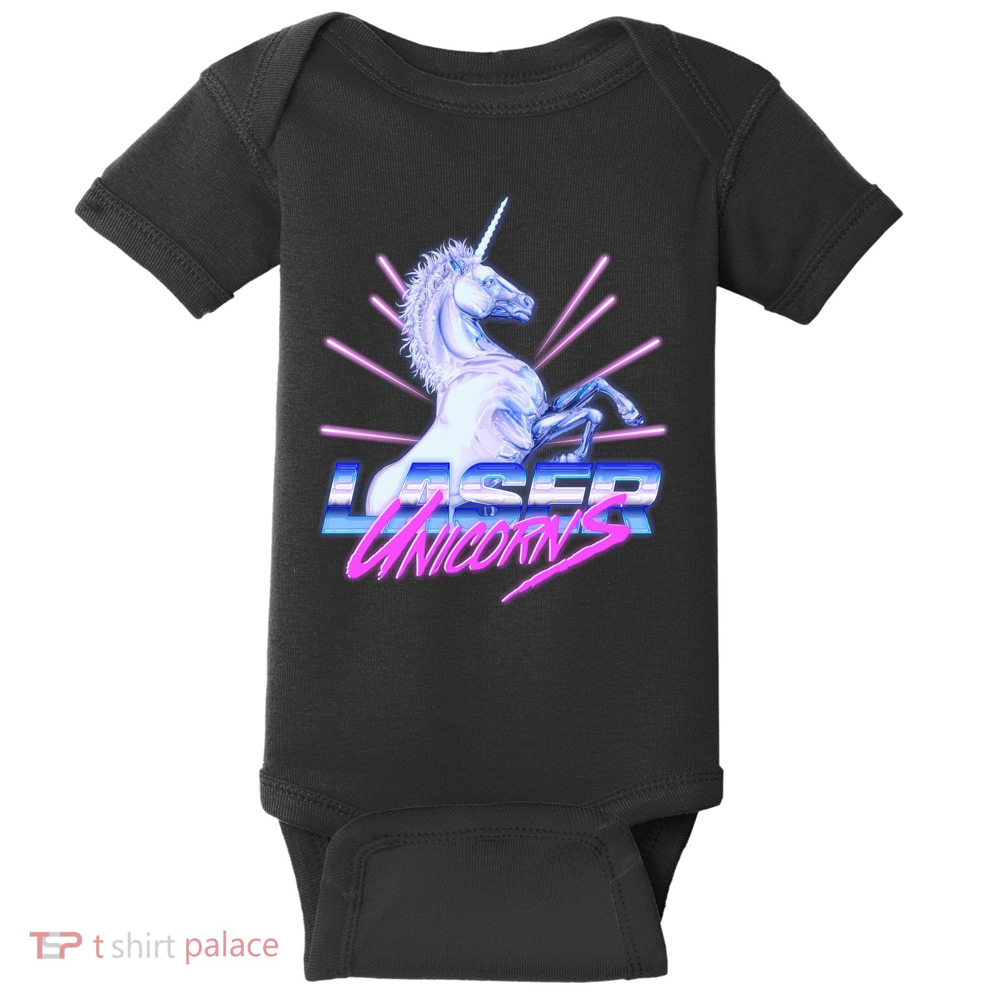 Retro 80's Eighties Laser Unicorns Baby Bodysuit
