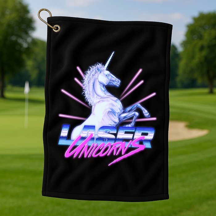 Retro 80's Eighties Laser Unicorns Golf Towel