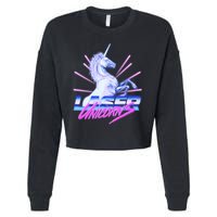 Retro 80's Eighties Laser Unicorns Cropped Pullover Crew