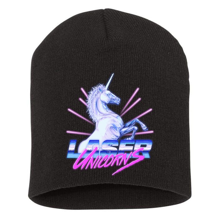 Retro 80's Eighties Laser Unicorns Short Acrylic Beanie
