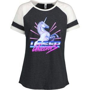 Retro 80's Eighties Laser Unicorns Enza Ladies Jersey Colorblock Tee