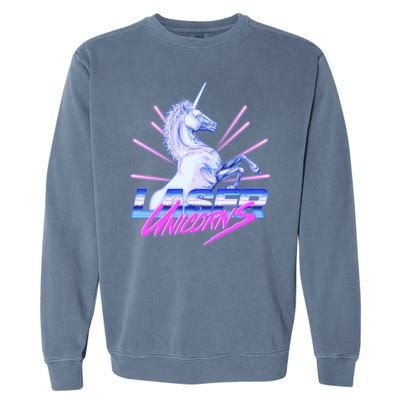 Retro 80's Eighties Laser Unicorns Garment-Dyed Sweatshirt