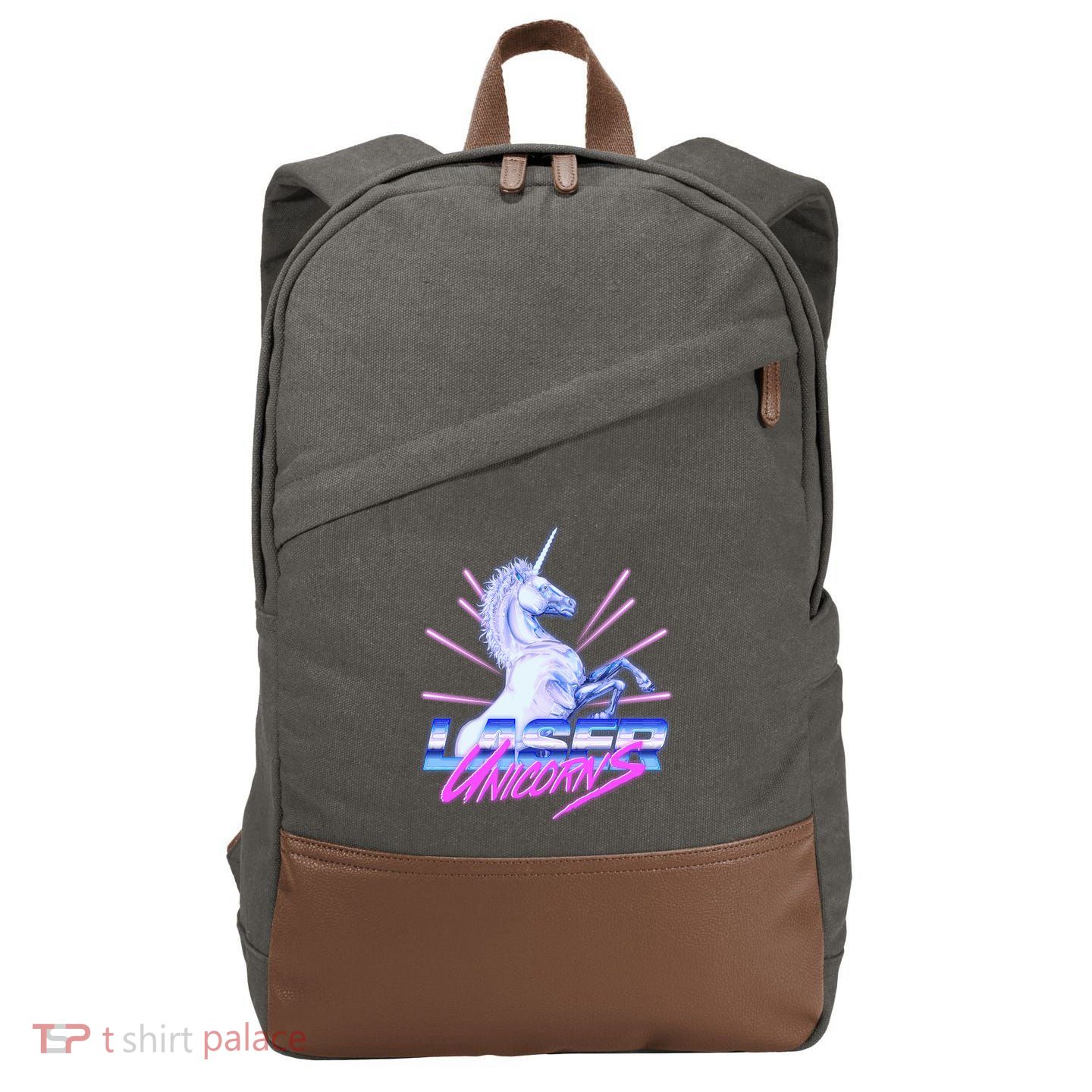 Retro 80's Eighties Laser Unicorns Cotton Canvas Backpack