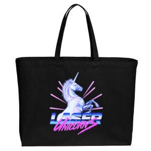 Retro 80's Eighties Laser Unicorns Cotton Canvas Jumbo Tote