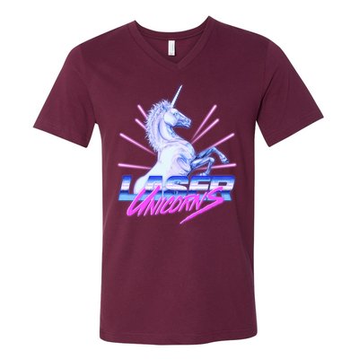 Retro 80's Eighties Laser Unicorns V-Neck T-Shirt